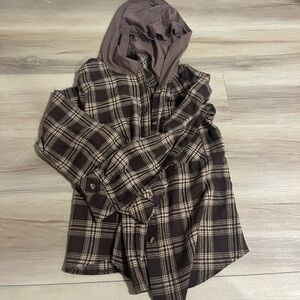 brown hooded size small shein flannel
